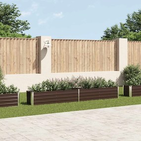 vidaXL Ζαρντινιέρα Υπερυψωμένη Καφέ 320x40x45 εκ. Γαλβανισμ. Χάλυβας