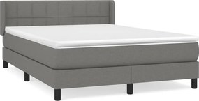 vidaXL Κρεβάτι Boxspring με Στρώμα Σκούρο Γκρι 140x190 εκ. Υφασμάτινο