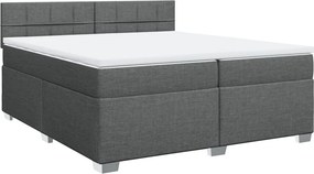 vidaXL Κρεβάτι Boxspring με Στρώμα Σκούρο Γκρι 200x200 εκ. Υφασμάτινο