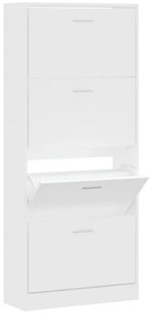 vidaXL Παπουτσοθήκη Λευκή 63 x 24 x 147 εκ. από Επεξεργασμένο Ξύλο