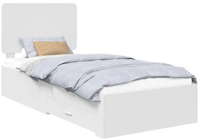 vidaXL Σκελετός Κρεβατιού Λευκό 90 x 190 cm Επεξεργασμένο ξύλο