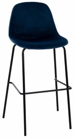 Σκαμπό Bar Vincent HM8579.18 (Σετ 4τμχ) 56,5x47x106cm Blue Velvet, Metal