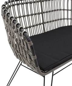 Καναπές 2θέσιος Naoki μέταλλο μαύρο-pe γκρι 120x55x79εκ 120x55x79 εκ.
