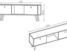 Έπιπλο τηλεόρασης Loijo pakoworld μελαμίνης καρυδί-ανθρακί 140x30x53,5εκ (1 τεμάχια)