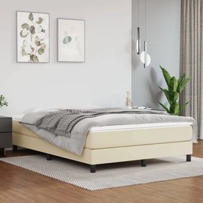 vidaXL Κρεβάτι Boxspring με Στρώμα Κρεμ 140x200εκ. από Συνθετικό Δέρμα