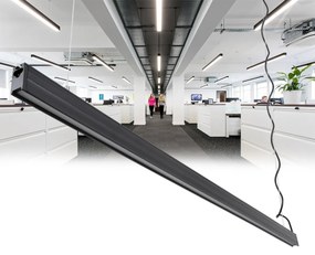 GloboStar OFFICE 61024-P Γραμμικό Κρεμαστό Φωτιστικό Linear LED 18W 2200lm 120° AC 220-240V Μ120 x Π2 x Υ4cm Φυσικό Λευκό 4500K - Μαύρο - 3 Years Warranty