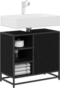 vidaXL Ντουλάπι Μπάνιου Μαύρη Οξυά 65 x 33 x 60 εκ Επεξεργασμένο ξύλο