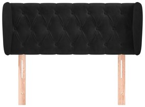 Κεφαλάρι με Πτερύγια Μαύρο 103x23x78/88 εκ. Βελούδινο - Μαύρο