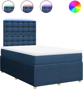 vidaXL Κρεβάτι Boxspring με Στρώμα Μπλε 120x200 εκ. Υφασμάτινο