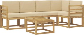 vidaXL Σειρά Καναπέ Εξωτερικού με μαξιλάρι 6 pcs Λευκό και Μπεζ