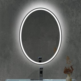Stewehome Οβάλ Καθρέφτης LED με Λέιζερ Σχέδιο 60x80 cm