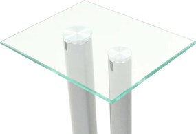 vidaXL Βάσεις Ηχείων Δαπέδου με 2 Στήλες 2 τεμ. Ασημί Ψημένο Γυαλί