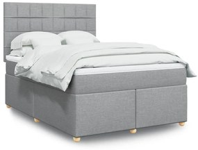 Κρεβάτι Boxspring με Στρώμα Αν. Πράσινο 160x200εκ Υφασμάτινο - Γκρι