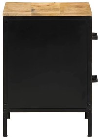 vidaXL Κομοδίνο Καφέ και μαύρο 40 x 35 x 50 εκ. Μασίφ ξύλο μάνγκο