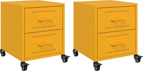vidaXL Κομοδίνα 2 τεμ. Μουσταρδί 36x39x43,5 εκ. από Χάλυβα