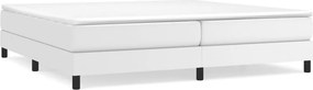 vidaXL Κρεβάτι Boxspring με Στρώμα Λευκό 200x200 εκ. Συνθετικό Δέρμα