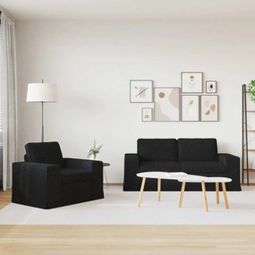 vidaXL Σετ Καναπέ 2 pcs Μαύρο 182 x 80 x 82 εκ ύφασμα