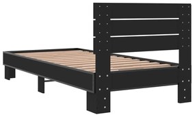 vidaXL Πλαίσιο Κρεβατιού Μαύρο 100x200 εκ. Επεξ. Ξύλο & Μέταλλο