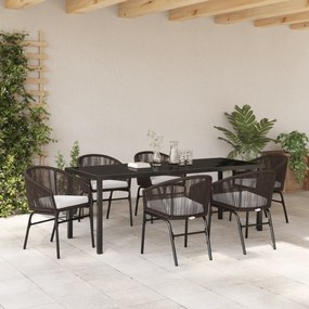 vidaXL σετ κήπου  7 κομματιών – Καφέ πολυ ρατάν