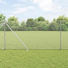 vidaXL Φράχτης με Στήλες. Ασημί 1 x 25 m Ατσάλι με επικάλυψη PVC