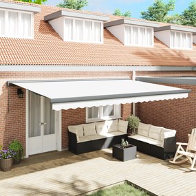 vidaXL Εγχειριδίου Ανασυρόμενη Τέντα Λευκή 500x300 cm