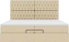 vidaXL Οθωμανικό Κρεβάτι με Στρώματα Κρέμα 200x200cm Ύφασμα