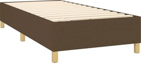 vidaXL Κρεβάτι Boxspring με Στρώμα &amp; LED Σκ.Καφέ 100x200 εκ Υφασμάτινο