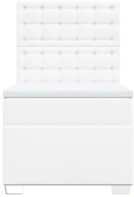 vidaXL Κρεβάτι Boxspring με Στρώμα Λευκό 100x200εκ.από Συνθετικό Δέρμα