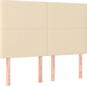 vidaXL Κρεβάτι Boxspring με Στρώμα &amp; LED Κρεμ 140x200 εκ. Υφασμάτινο