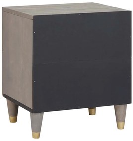 vidaXL Κομοδίνο με συρτάρι Γκρι 40 x 33 x 46 εκ. Μασίφ ξύλο μάνγκο