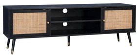 VIENNA TV STAND ΜΑΥΡΟ ΜΕ RATTAN 150x39xH49cm - 05-0565 - 05-0565