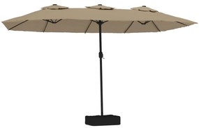 Ομπρέλα Κήπου με Διπλή Κορυφή και LED Taupe 449 x 245 εκ. - Μπεζ-Γκρι