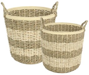 SIKINOS ΚΑΛΑΘΙ SET 2ΤΜΧ ΣΧΟΙΝΙ BAMBOO ΦΥΣΙΚΟ ΜΠΕΖ 35x35xH43cm