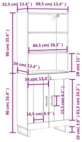 Ντουλάπι Γκρι Σκυροδέματος 69,5x34x180 εκ. Επεξεργασμένο Ξύλο - Γκρι