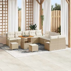 vidaXL Σετ Καναπέ Κήπου με μαξιλάρι 13 pcs Μπεζ, Κρέμα 80 x 80 x 71 cm