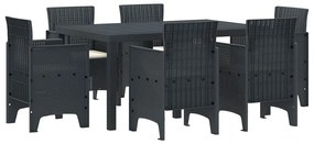 vidaXL Σέτ φαγητού για κήπο 7 pcs Ανθρακί Rattan Polt