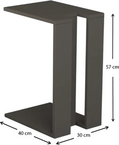 Τραπεζάκι βοηθητικό Muju Megapap χρώμα ανθρακί 30x40x57εκ.