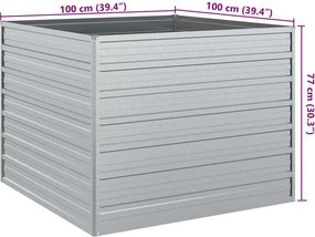 vidaXL Ζαρντινιέρα Υπερυψωμένη Ασημί 100x100x77 εκ. Γαλβανισμ. Χάλυβας