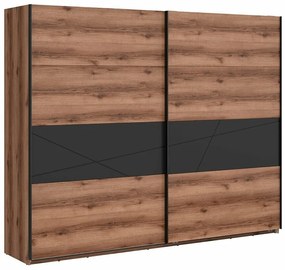 Ντουλάπα Boston CE124, Μαύρο ματ, Σκούρα βελανιδιά delano, 218.5x270x58cm, Πόρτες ντουλάπας: Με μεντεσέδες