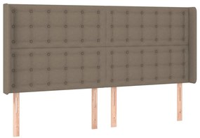 vidaXL Κρεβάτι Boxspring με Στρώμα &amp; LED Taupe 200x200 εκ. Υφασμάτινο