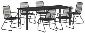 vidaXL Σετ Φαγητού 7 Τεμαχίων Κήπου Μαύρο PVC Rattan