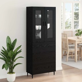 vidaXL Highboard με συρτάρι 2 pcs Μαύρη Οξυά Επεξεργασμένο ξύλο