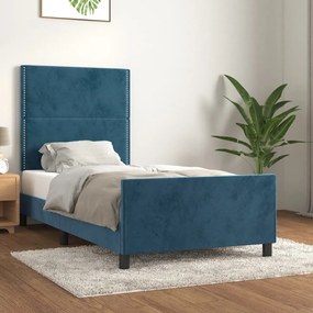 Πλαίσιο Κρεβατιού με Κεφαλάρι Σκ. Μπλε 100x200 εκ. Βελούδινο