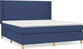 vidaXL Κρεβάτι Boxspring με Στρώμα Μπλε 180x200 εκ. Υφασμάτινο
