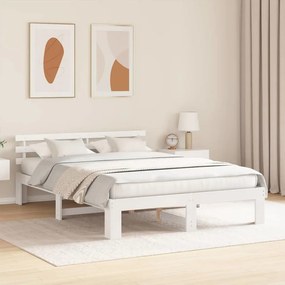 vidaXL Σκελετός Κρεβατιού Λευκό 140 x 200 cm Στερεά ξυλεία πεύκου