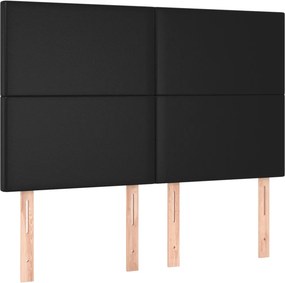 vidaXL Κρεβάτι Boxspring με Στρώμα Μαύρο 140x200εκ.από Συνθετικό Δέρμα