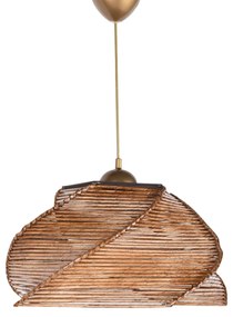 Ceiling Light for Indoor Use Hanging Wood and Bamboo Walnut 36x36x65 cm 36x36x65 εκ.