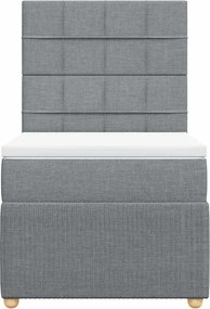 vidaXL Κρεβάτι Boxspring με Στρώμα Ανοιχτό Γκρι 90x200 εκ. Υφασμάτινο