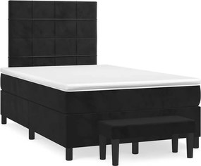 vidaXL Κρεβάτι Boxspring με Στρώμα Μαύρο 120x190 εκ. Βελούδινο