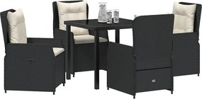 vidaXL Σέτ φαγητού για κήπο 5 pcs Μαύρο συνθετικό ρατάν